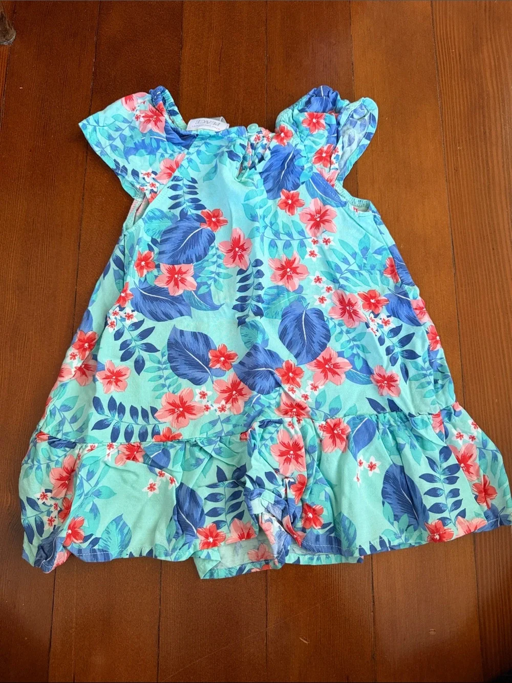 The Children's Place Aqua Floral Dress with Coral and Navy - Picture 4 of 4